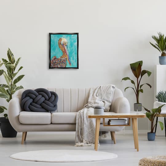 Stupell Industries Beautiful Pelican Bird Vivid Patterns Framed Floater Canvas Wall Art